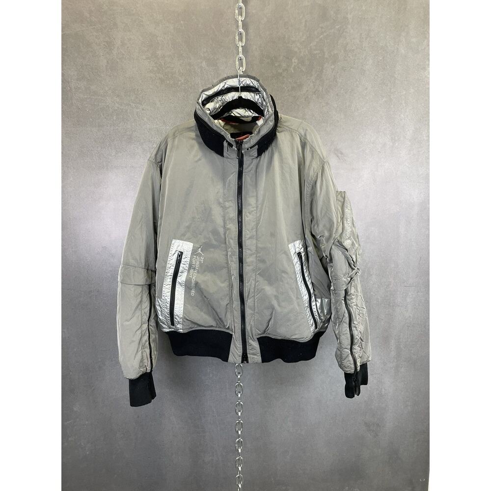Jordan‎ 23 Engineered iridescent silver puffer bomber $350